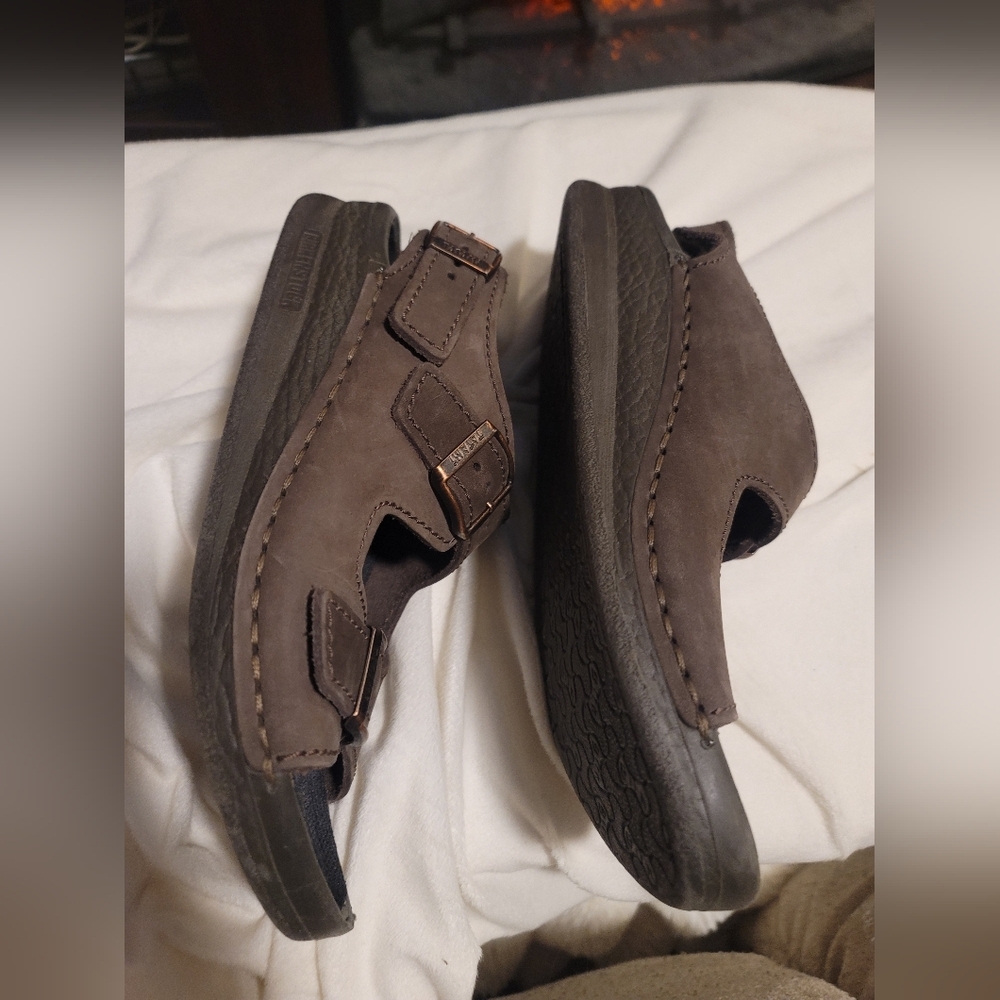 Birkenstock‎ Tatami Brown Leather Slip On Sandals Size 7 Mens Removable Insole - Picture 4 of 11